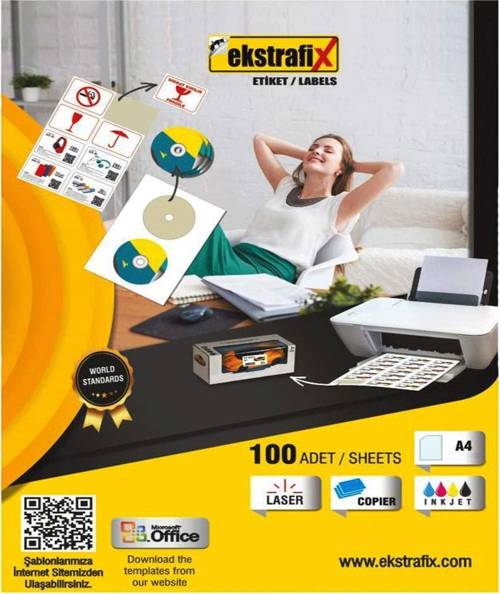 Laser Etiket 100 Yaprak 105X42,69Mm Laser-Copy-İnkjet Fix-5712