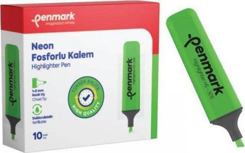 Neon Fosforlu Kalem (İşaret Kalemi) Yeşil Hs505-02 (10 Lu Paket)