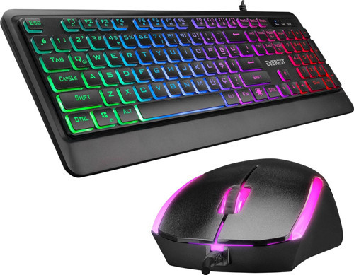 Km-R59 Forza Plus Siyah Usb Rainbow Backlight Q Kablolu Klavye + 1200 Dpi Mouse Set
