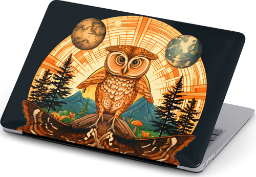 Macbook Pro (M1-M2) 14.2 inç A2442-A2779 Kılıf Macvista 20 Sert Kapak Baykuş