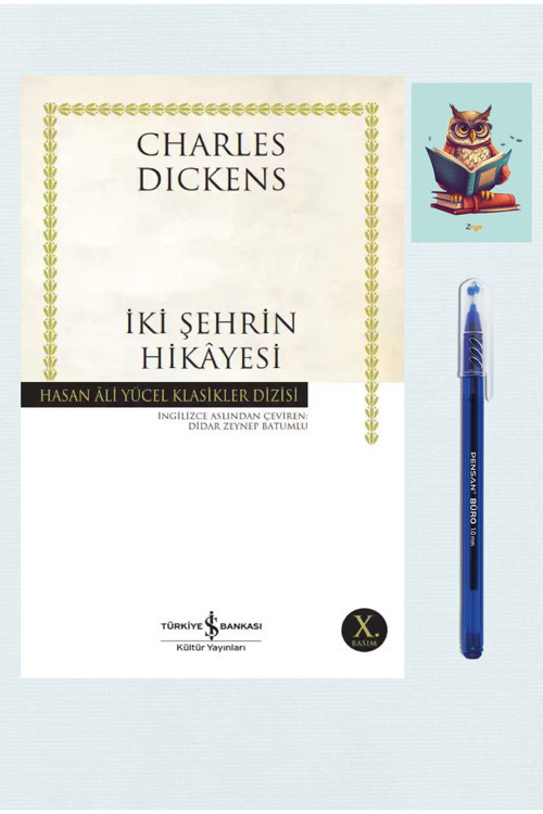 Türkiye İş Bankası Kültür Yayınları İki Şehrin Hikayesi - Hasan Ali Yücel Klasikler - Charles Dickens - Pensan Büro Mavi Tükenmez Kalem