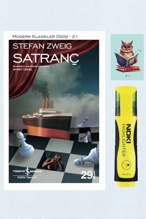 Dara Yayınları Satranç - Stefan Zweig - İş Bankası Kültür Yayınları - Sarı Fosforlu Kalem - Not Defter Seti